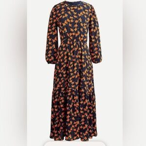 J.Crew Woman's Flowy Tiered Poppy Fields Peasant Style Midi Dress XL